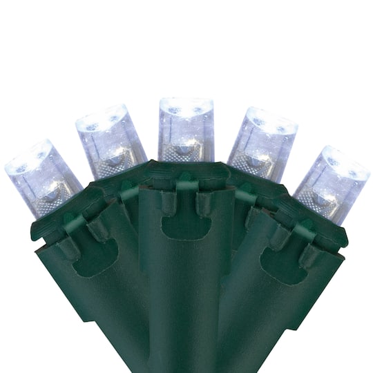 Northlight Set of 100 Pure White Led Wide Angle Christmas Lights - On Green Wire - Clear